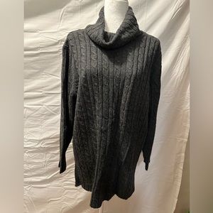 Karen Scott 11 gray cable ribbed cowl neck sweater size 2X